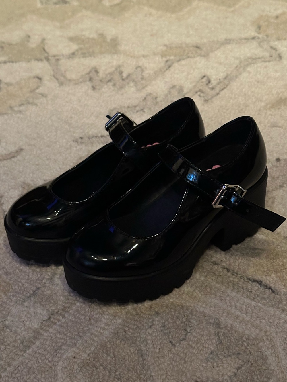 Gianni Bini Black Patent Mary Jane Platform Pumps